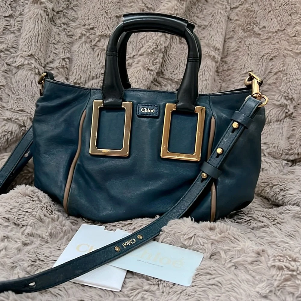 CHLOE Two Way Hand/Crossbody bag in Blue - the only every day bag you will need - Picture 1 of 17